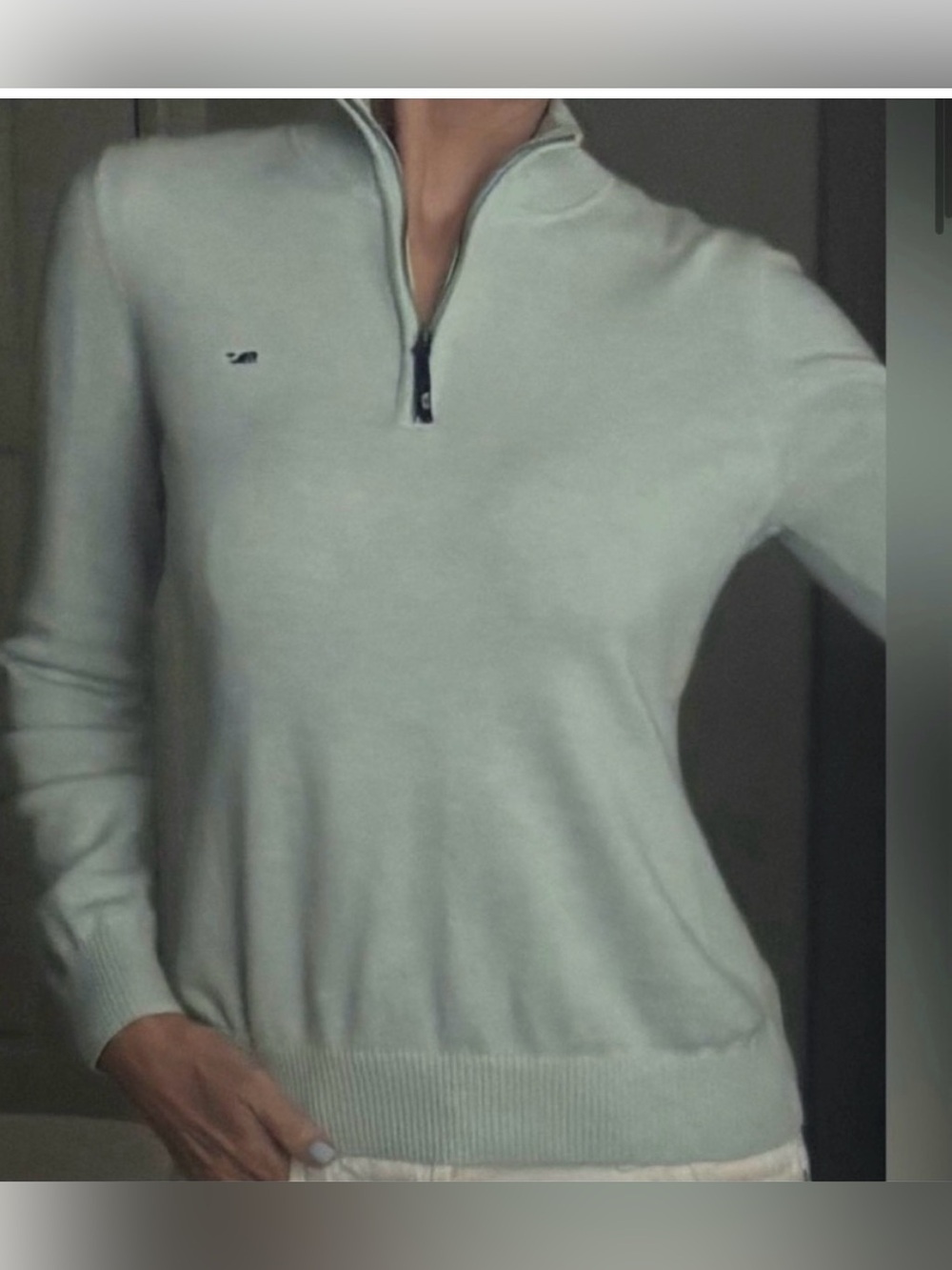 Vineyard Vines Light Mint Quarter-Zip Sweater
